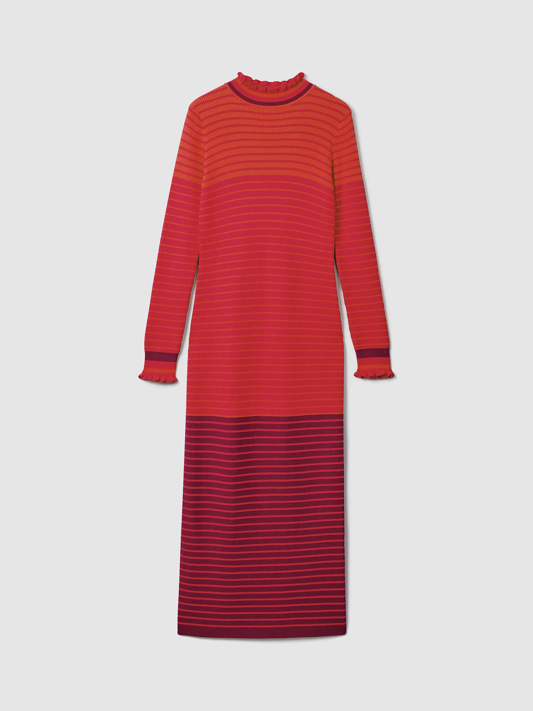 Buy FLORERE Frill Detail Stripe Midi Dress, Multi Online at johnlewis.com