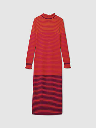 FLORERE Frill Detail Stripe Midi Dress, Multi