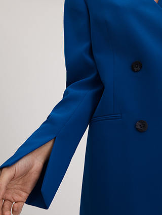 FLORERE Collarless Double Breasted Blazer, Bright Blue
