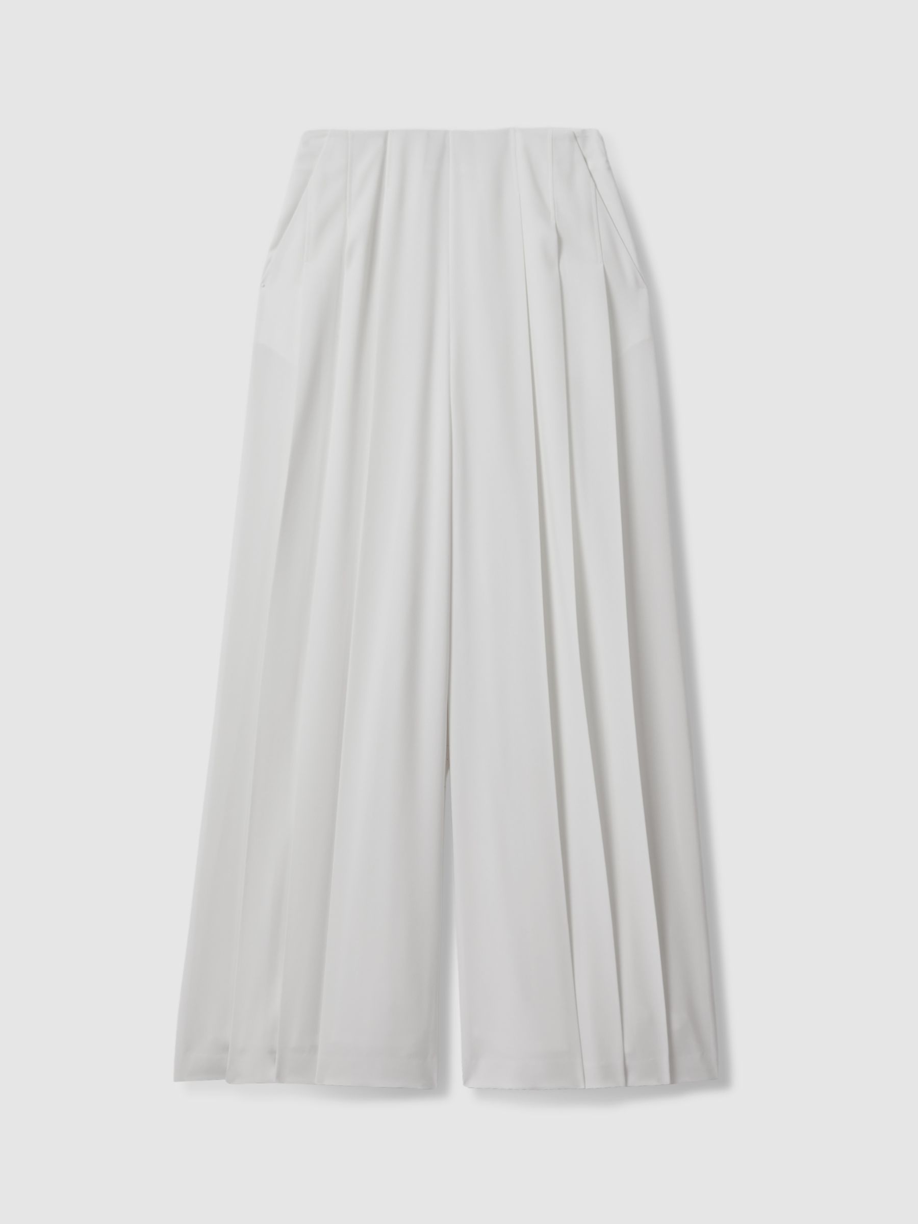 FLORERE Deep Pleat Extra Wide Leg Trousers, Ivory, 12