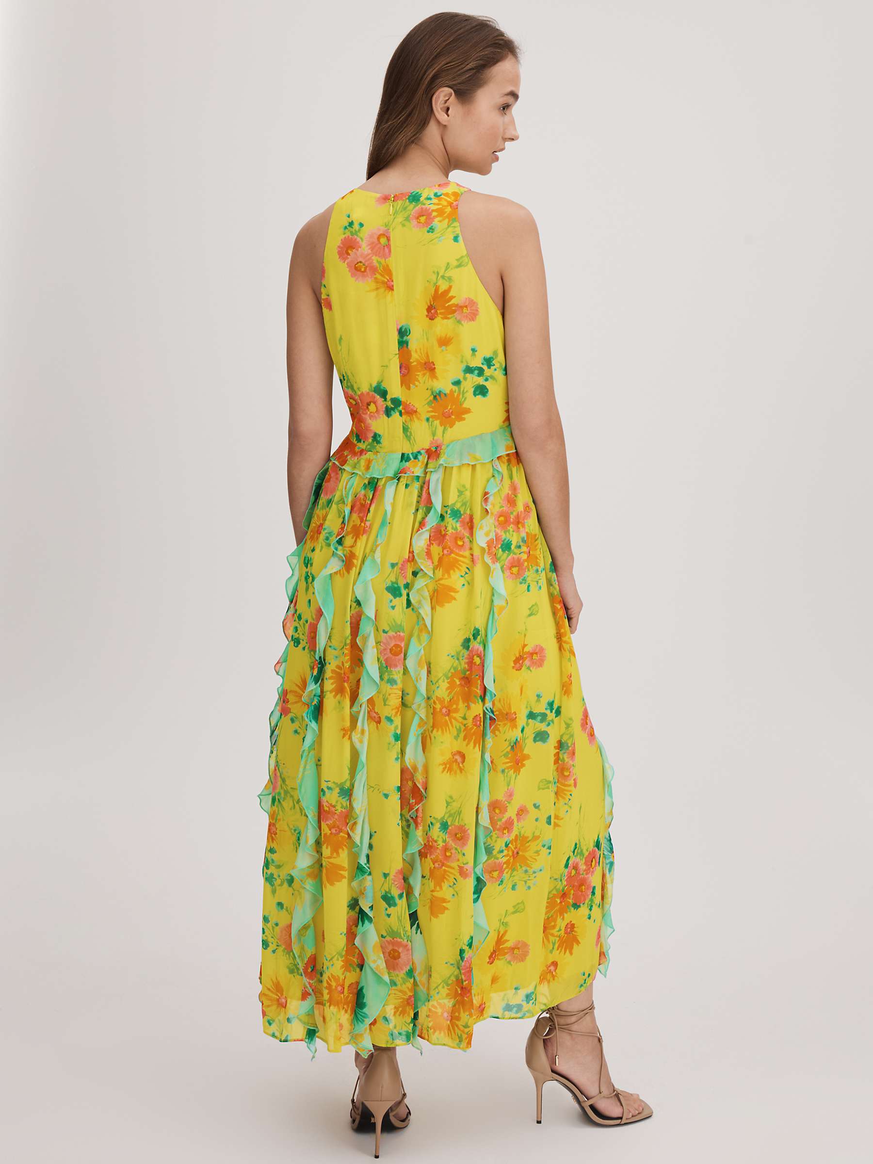 Buy FLORERE Contrast Ruffle Midi Dress, Lime/Multi Online at johnlewis.com
