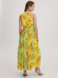 FLORERE Contrast Ruffle Midi Dress, Lime/Multi