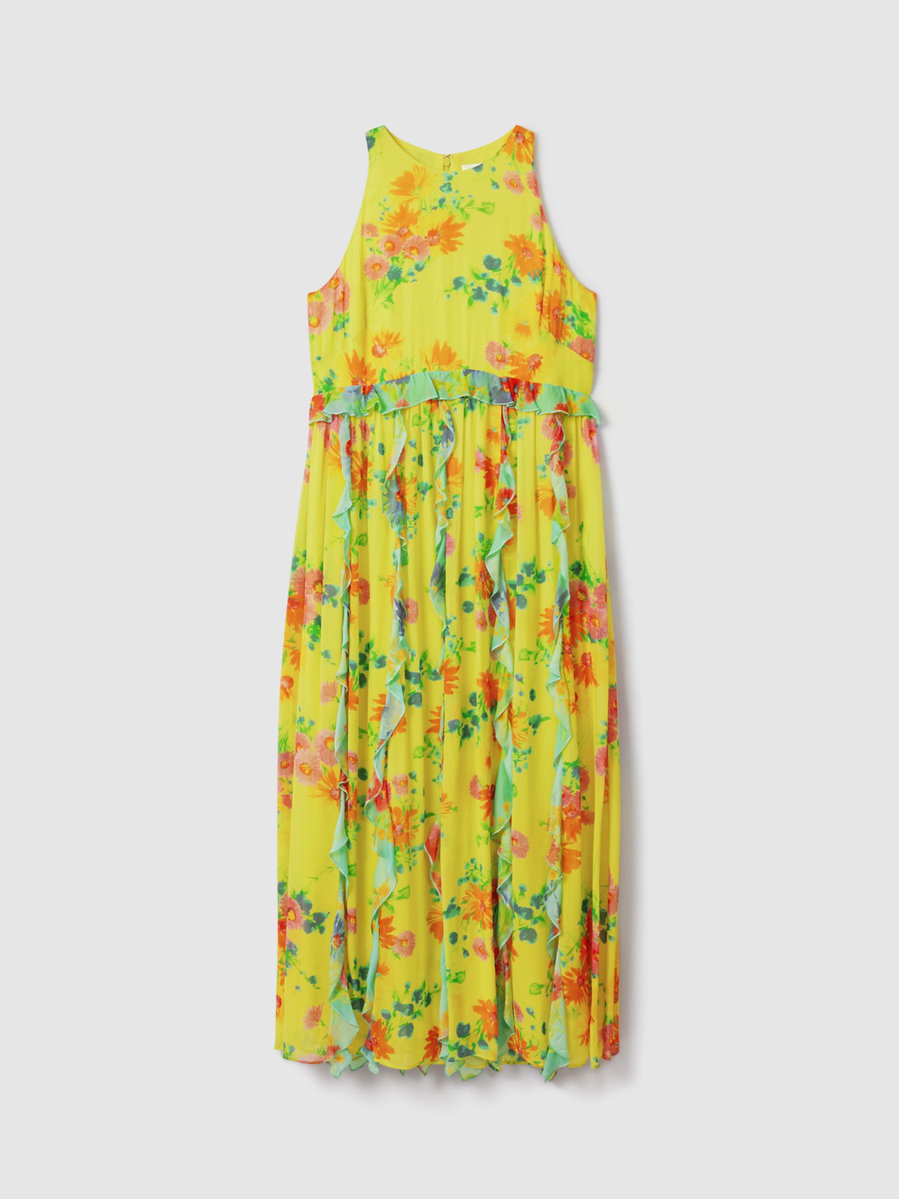 Buy FLORERE Contrast Ruffle Midi Dress, Lime/Multi Online at johnlewis.com