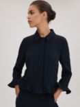 FLORERE Frill Detail Jacket, Navy