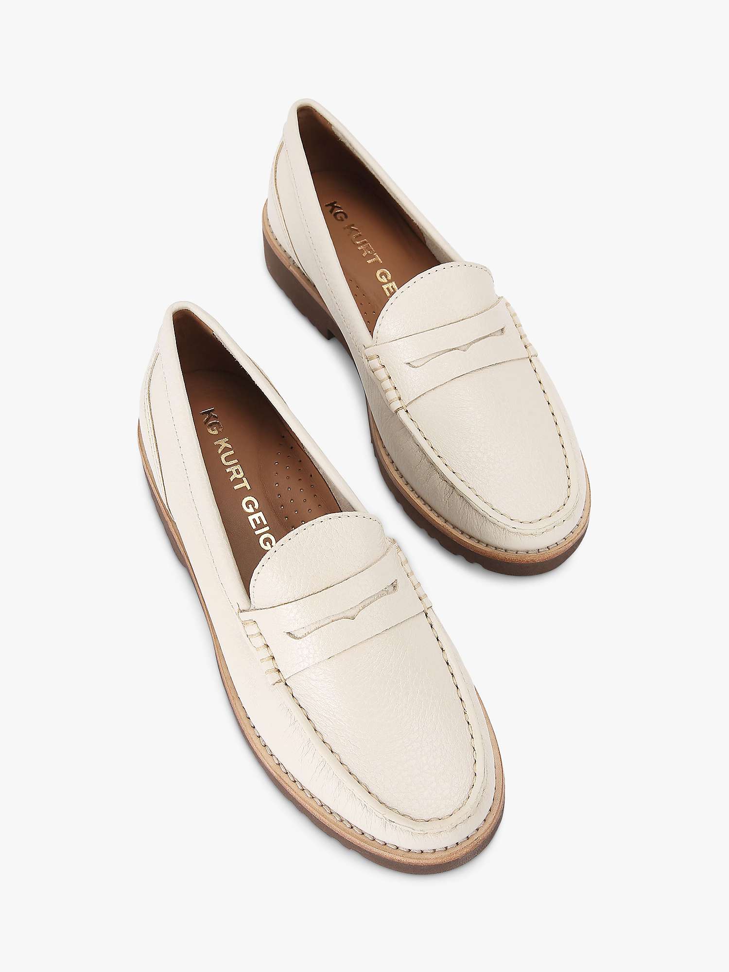 Buy KG Kurt Geiger Melody Leather Loafers, Natural Putty Online at johnlewis.com