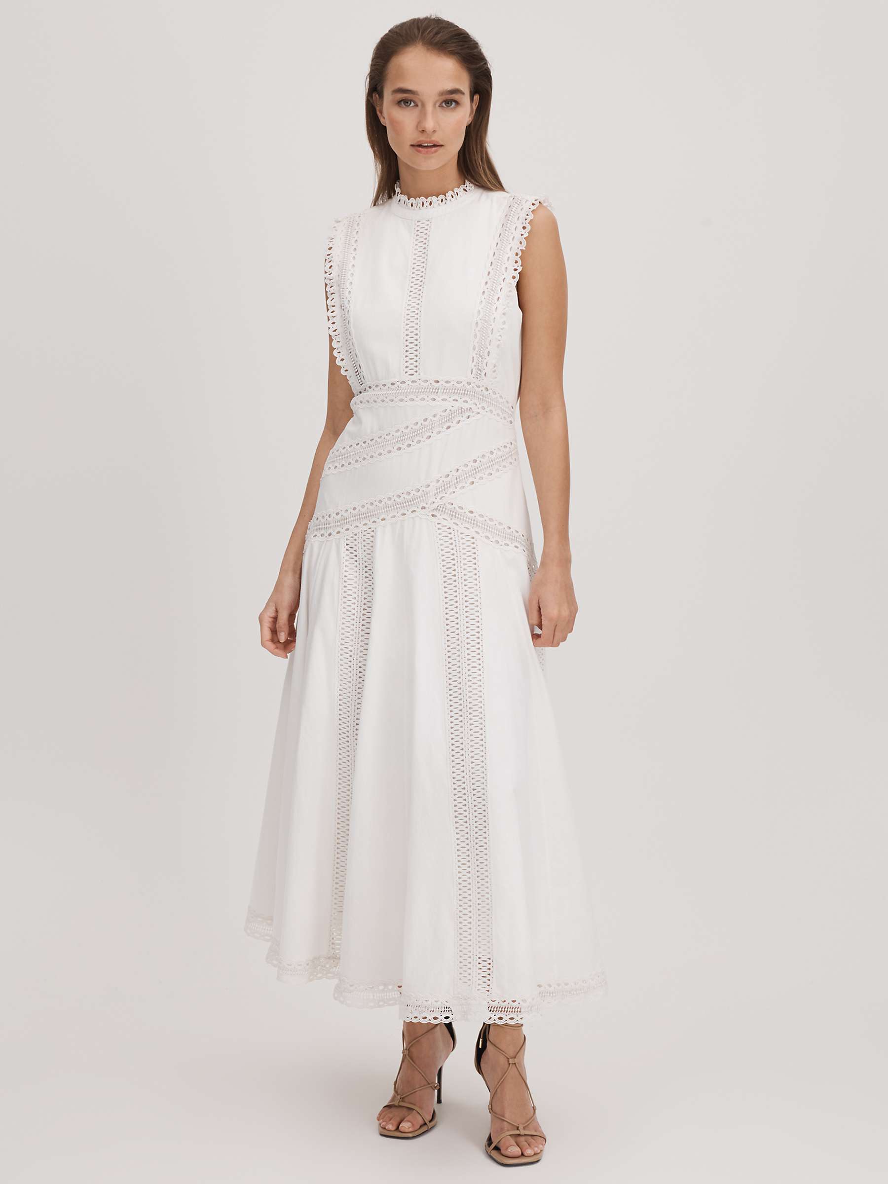 Buy FLORERE Lace Cotton Midi Dress Online at johnlewis.com