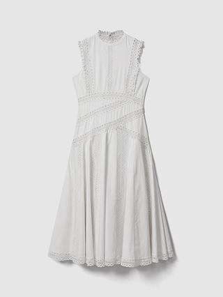 FLORERE Lace Cotton Midi Dress, Ivory