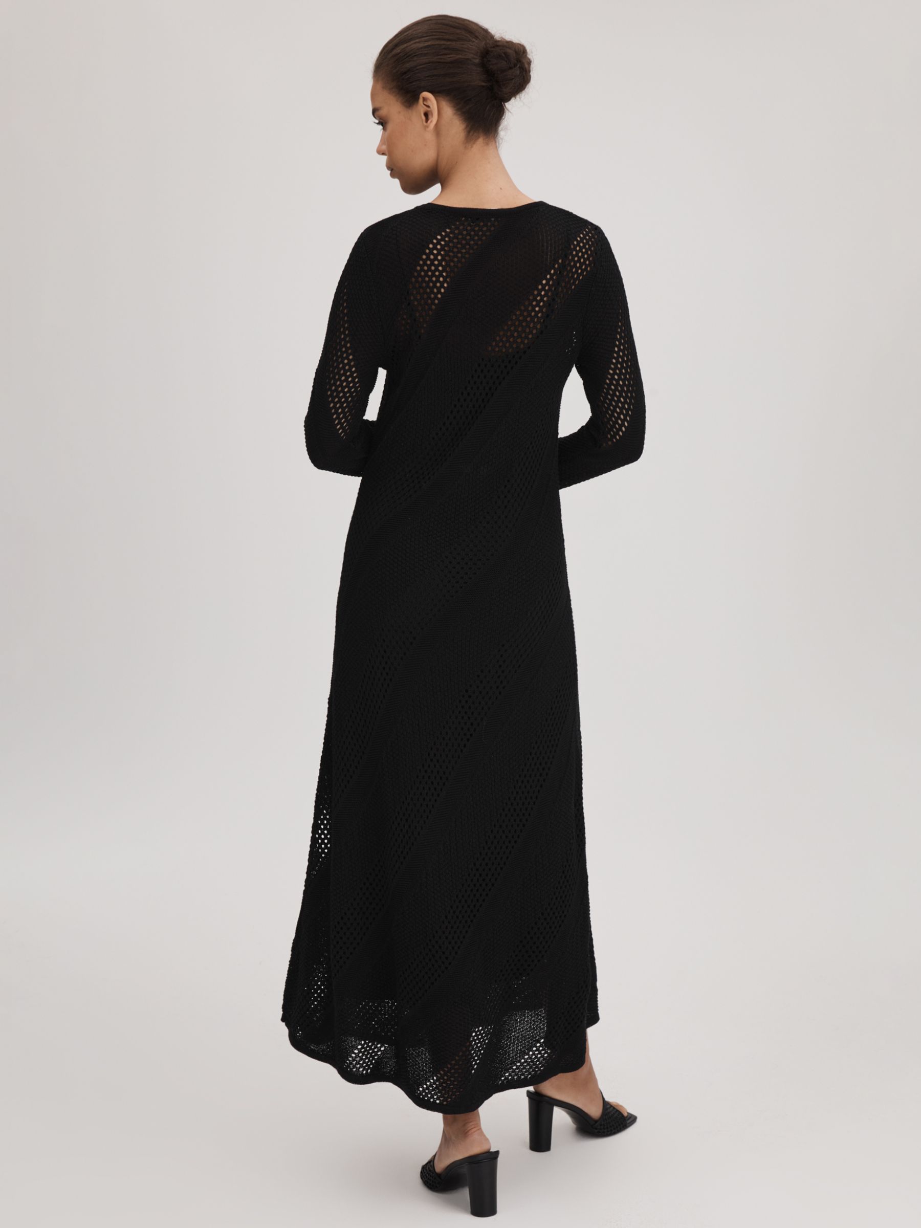 FLORERE Crochet Midaxi Dress, Black, 10