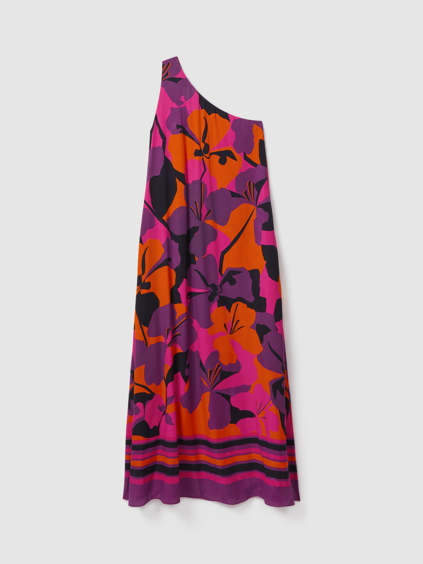 FLORERE One Shoulder Maxi Dress, Pink/Orange, 12