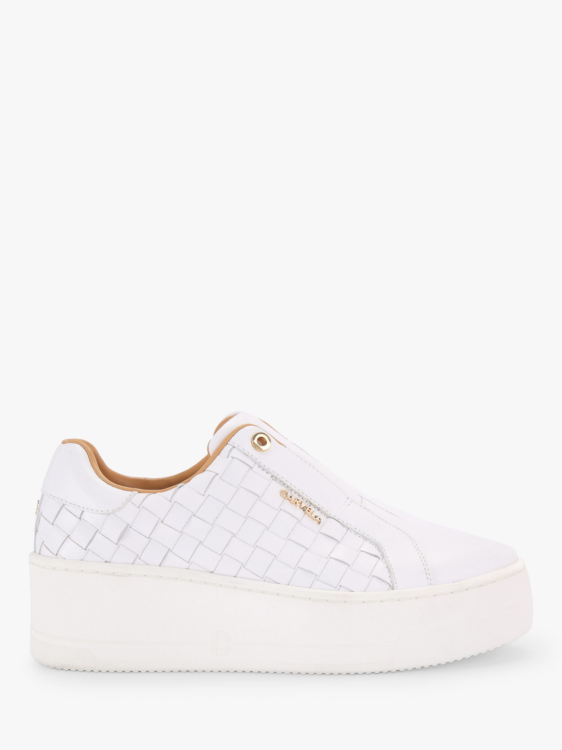 Carvela Connected Leather Slip On Trainers, White at John Lewis & Partners