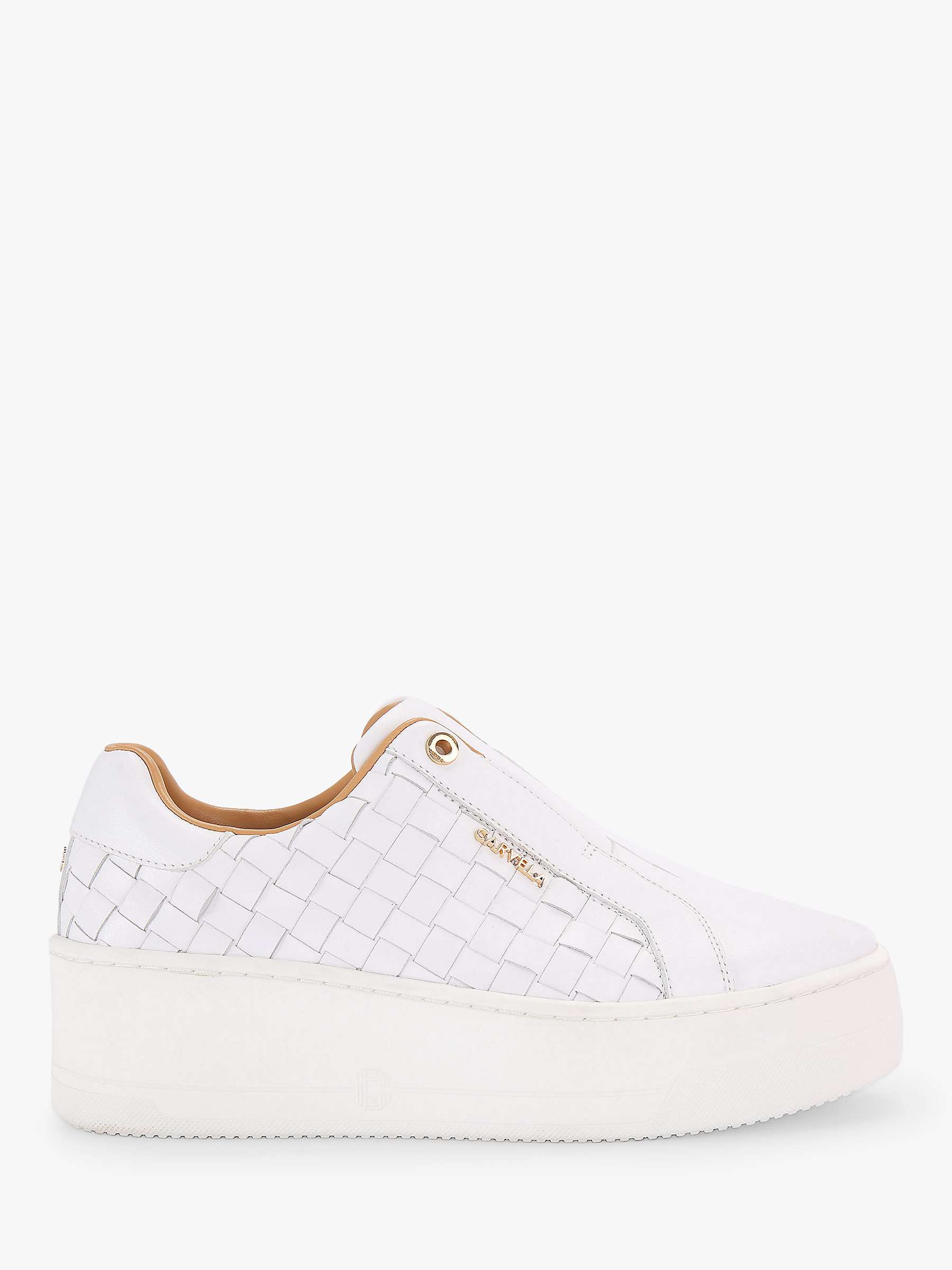 Buy Carvela Connected Leather Slip On Trainers, White Online at johnlewis.com