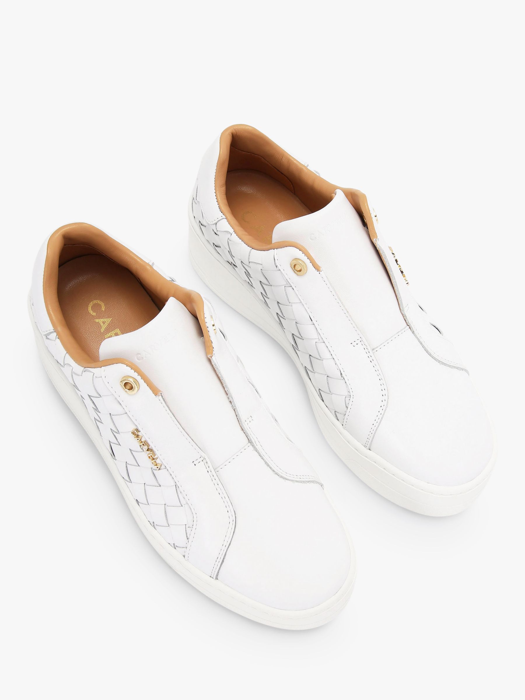 Buy Carvela Connected Leather Slip On Trainers, White Online at johnlewis.com