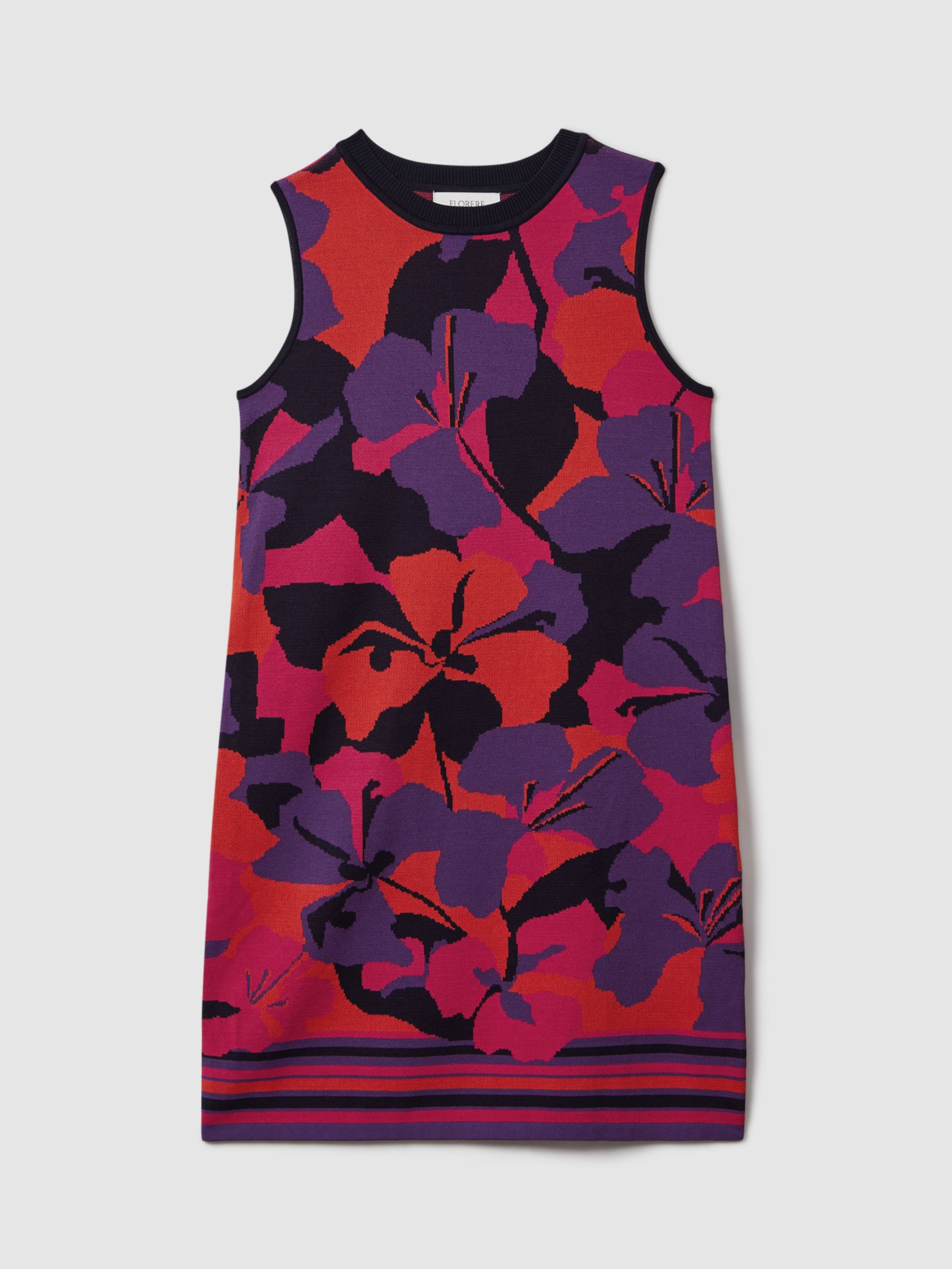 Buy FLORERE Jacquard Knit Abstract Floral Mini Dress, Pink/Multi Online at johnlewis.com
