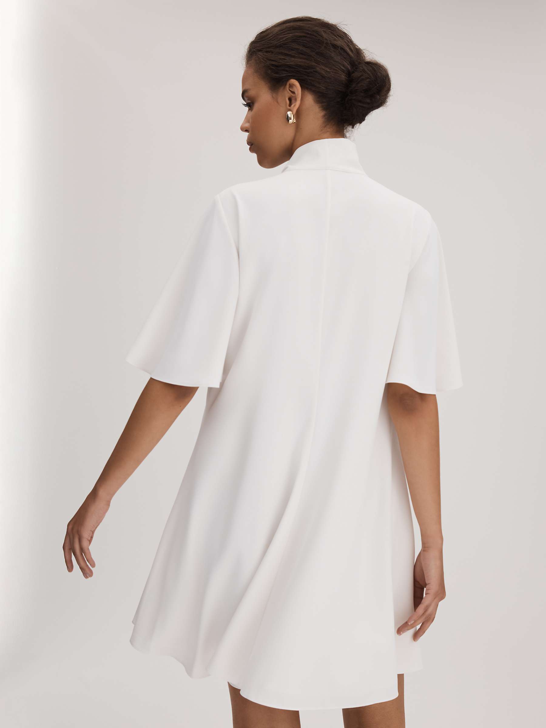 Buy FLORERE Tie Neck Frill Sleeve Mini Dress, Ivory Online at johnlewis.com