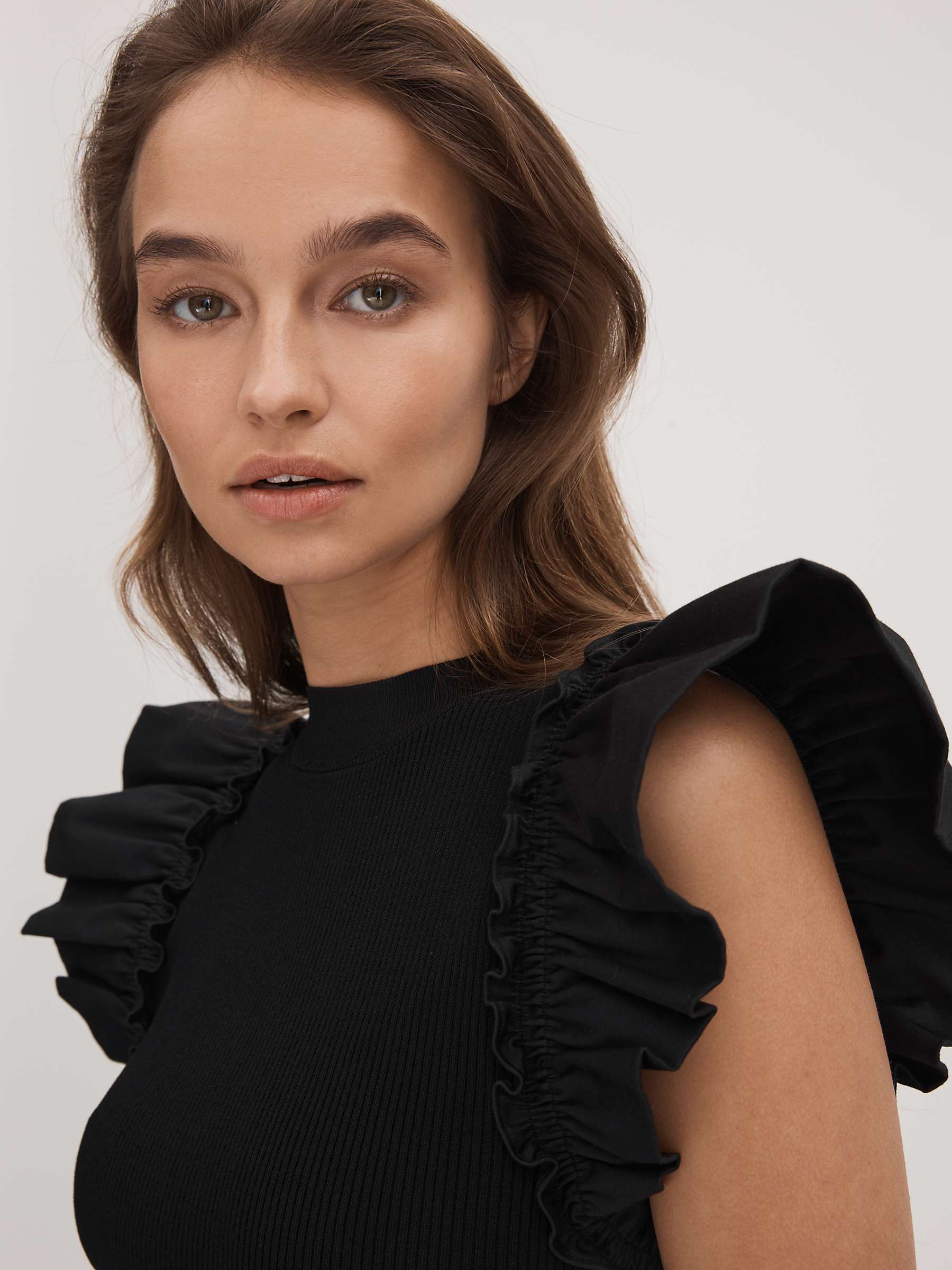 Buy FLORERE Knit A Line Midi Dress, Black Online at johnlewis.com
