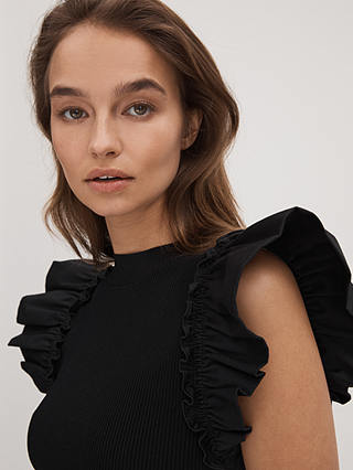 FLORERE Knit A Line Midi Dress, Black