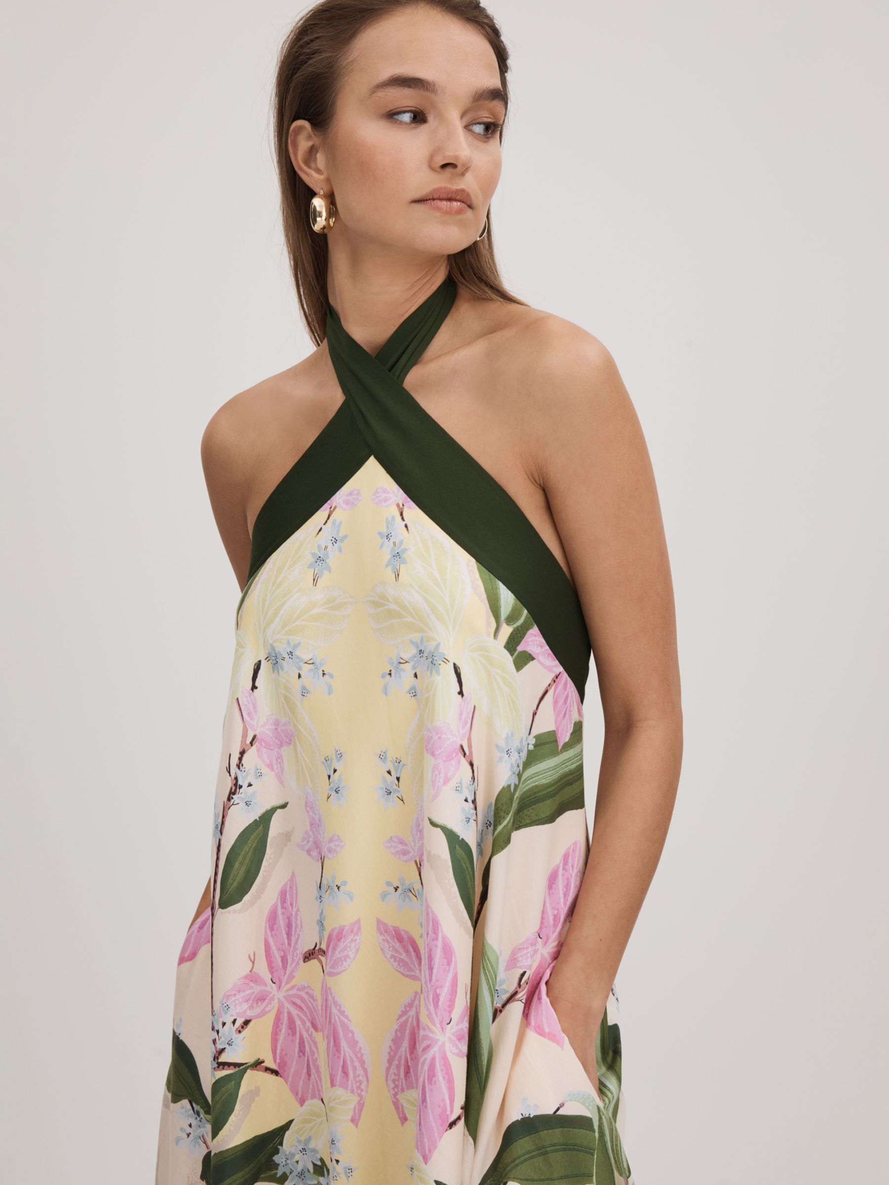 Buy FLORERE Floral Halter Neck Maxi Dress, Pale Yellow/Multi Online at johnlewis.com