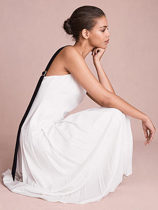 FLORERE Pleated Midi Dress, Off White