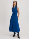 FLORERE Zip Front Midi Dress, Bright Blue