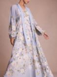 FLORERE Tie Neck Floral Maxi Dress, Pale Blue