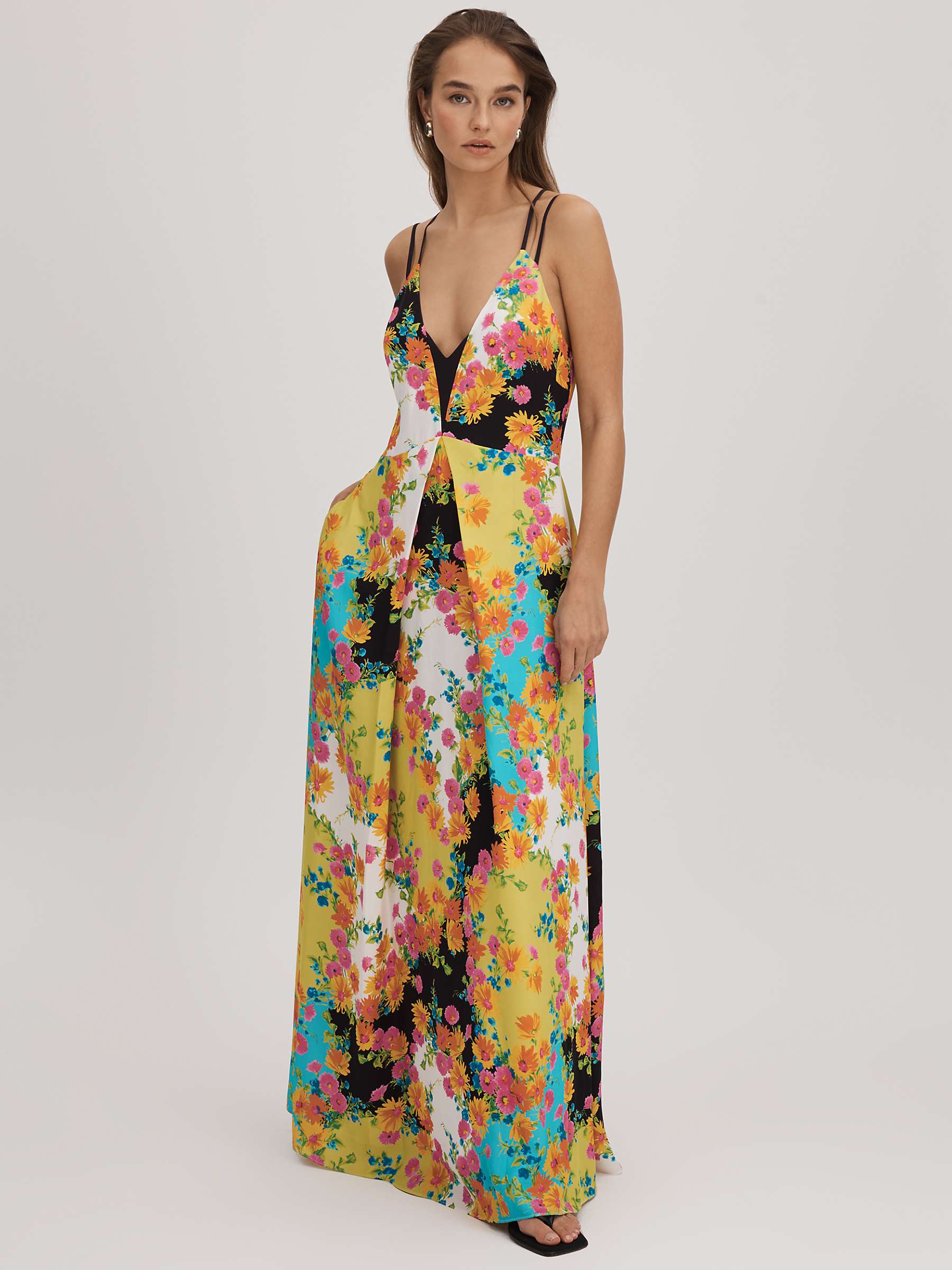 Buy FLORERE Floral V-neck Maxi Dress, Multi Online at johnlewis.com