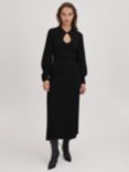 FLORERE Keyhole Long Sleeve Midi Dress, Black, Black