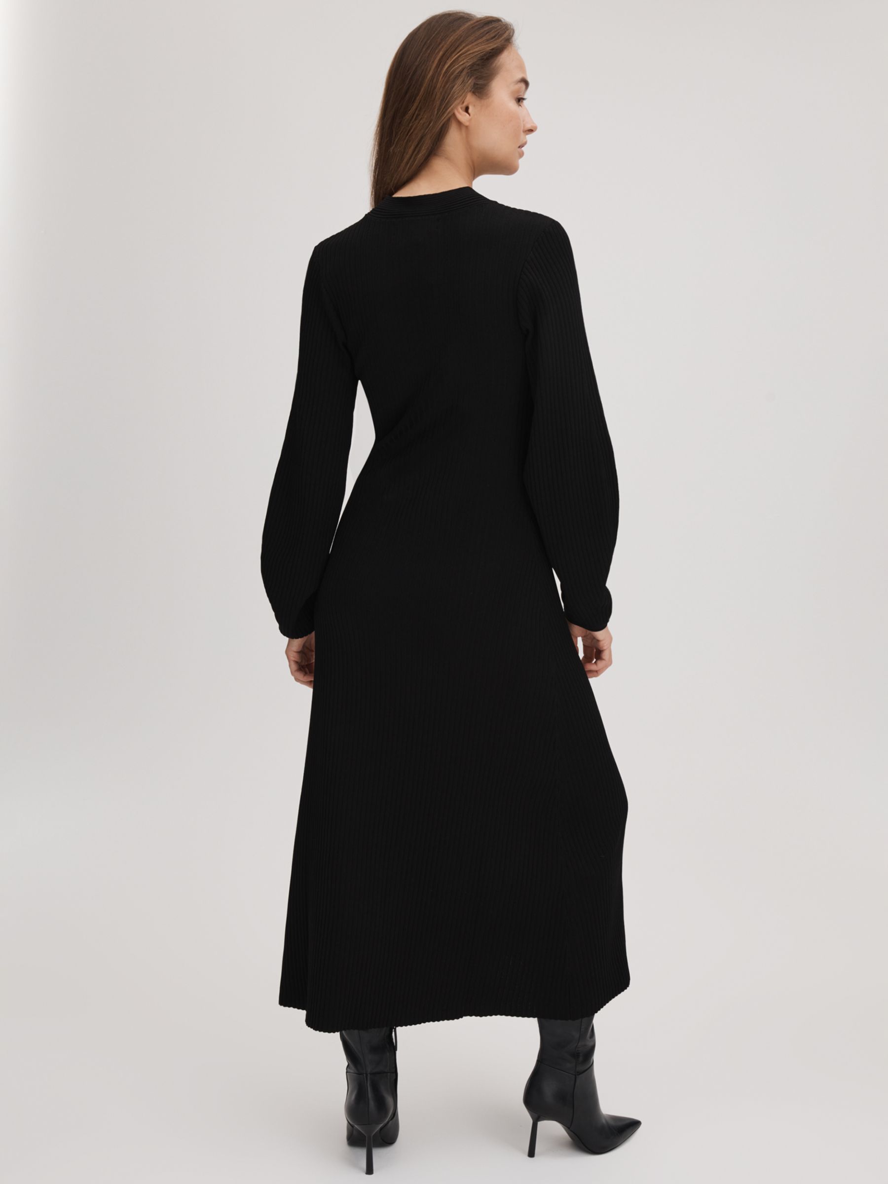 Buy FLORERE Keyhole Long Sleeve Midi Dress, Black Online at johnlewis.com