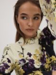 FLORERE Floral Print Fluted Cuff Midi Dress, Multi