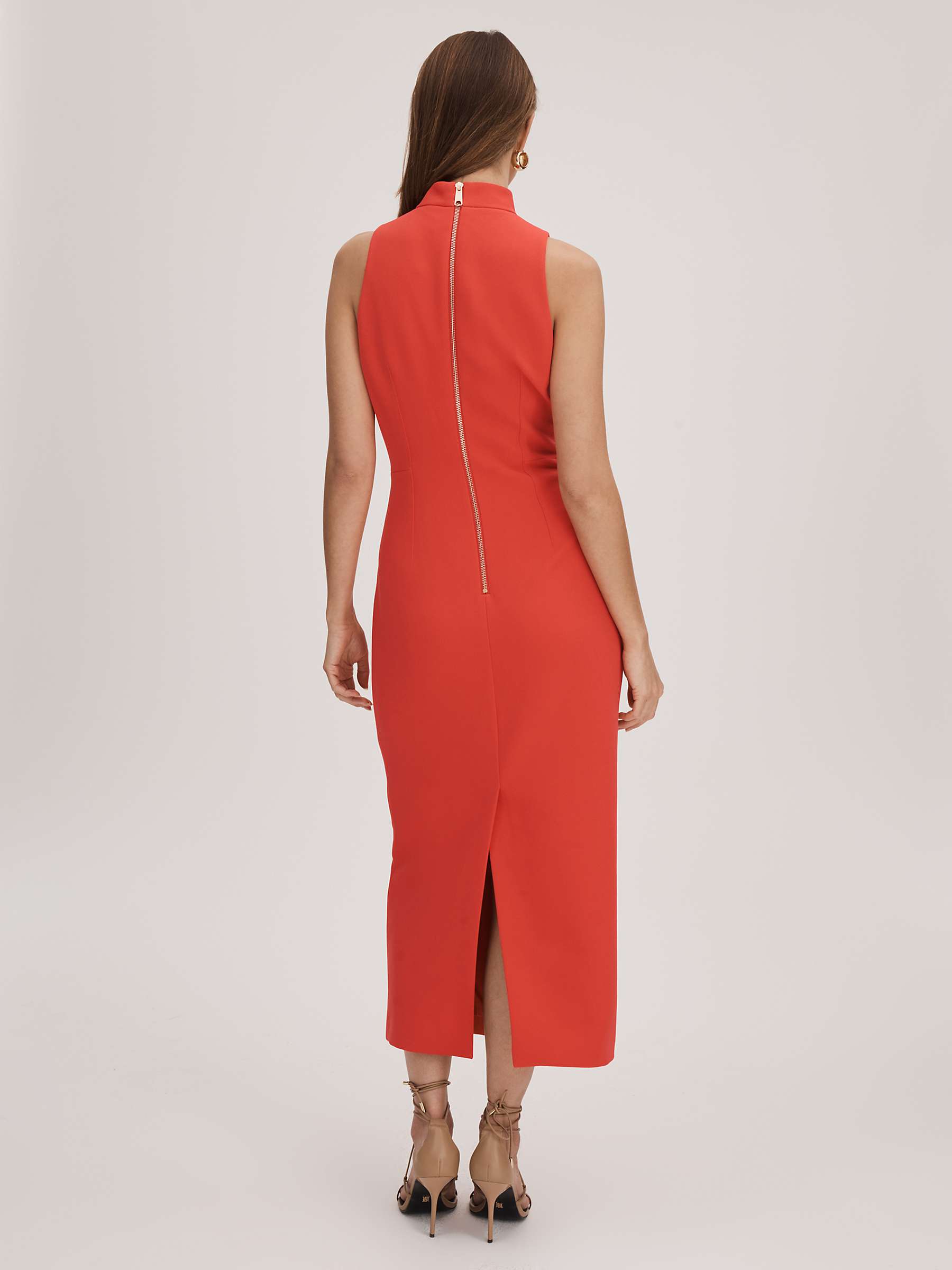 Buy FLORERE High Neck Bodycon Midi Dress, Deep Coral Online at johnlewis.com