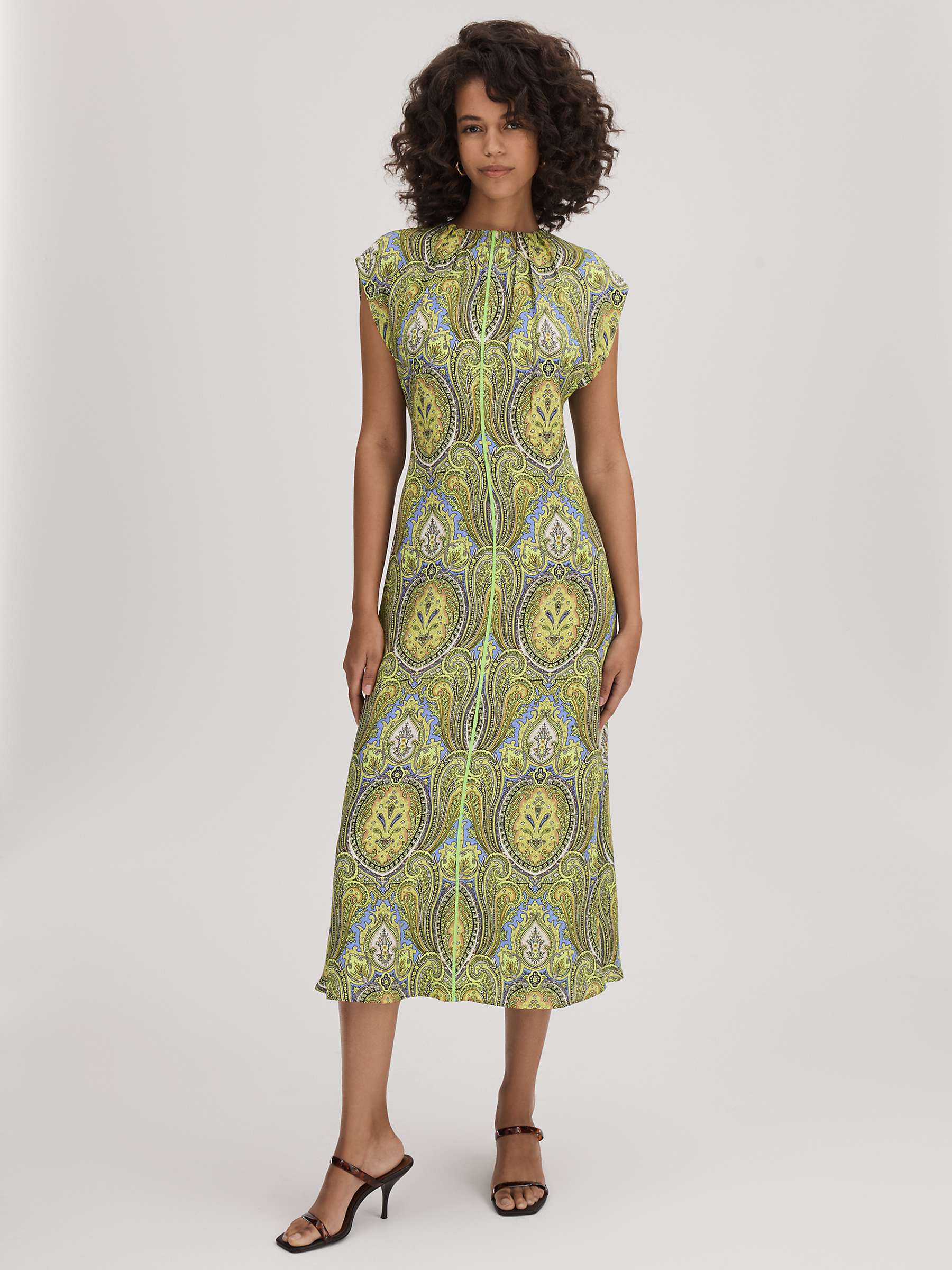Buy FLORERE Tie Back Paisley Print Midi Dress, Lime Green/Multi Online at johnlewis.com