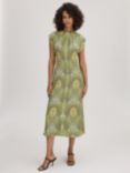 FLORERE Tie Back Paisley Print Midi Dress, Lime Green/Multi