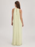 FLORERE Pleated Lace Panel Maxi Dress, Pale Green
