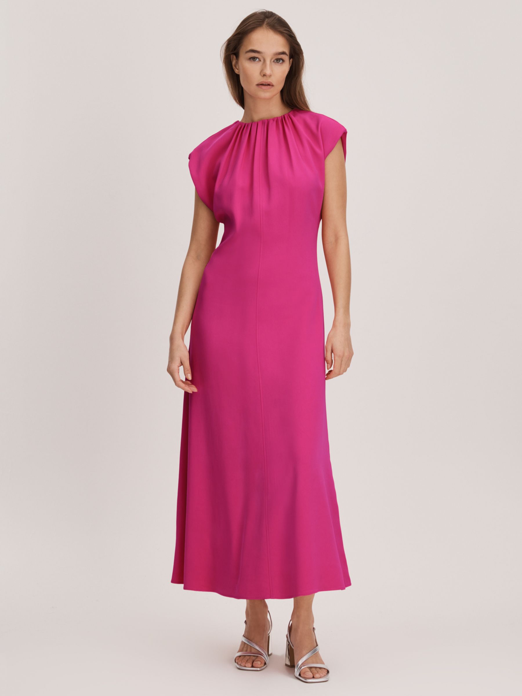 Buy FLORERE Tie Back Midi Dress, Deep Pink Online at johnlewis.com