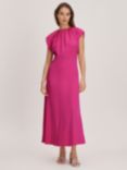 FLORERE Tie Back Midi Dress, Deep Pink
