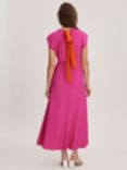 FLORERE Tie Back Midi Dress, Deep Pink