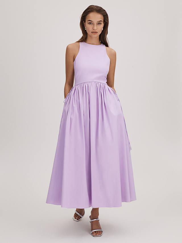 FLORERE Full Skirt Cotton Blend Dress, Lilac