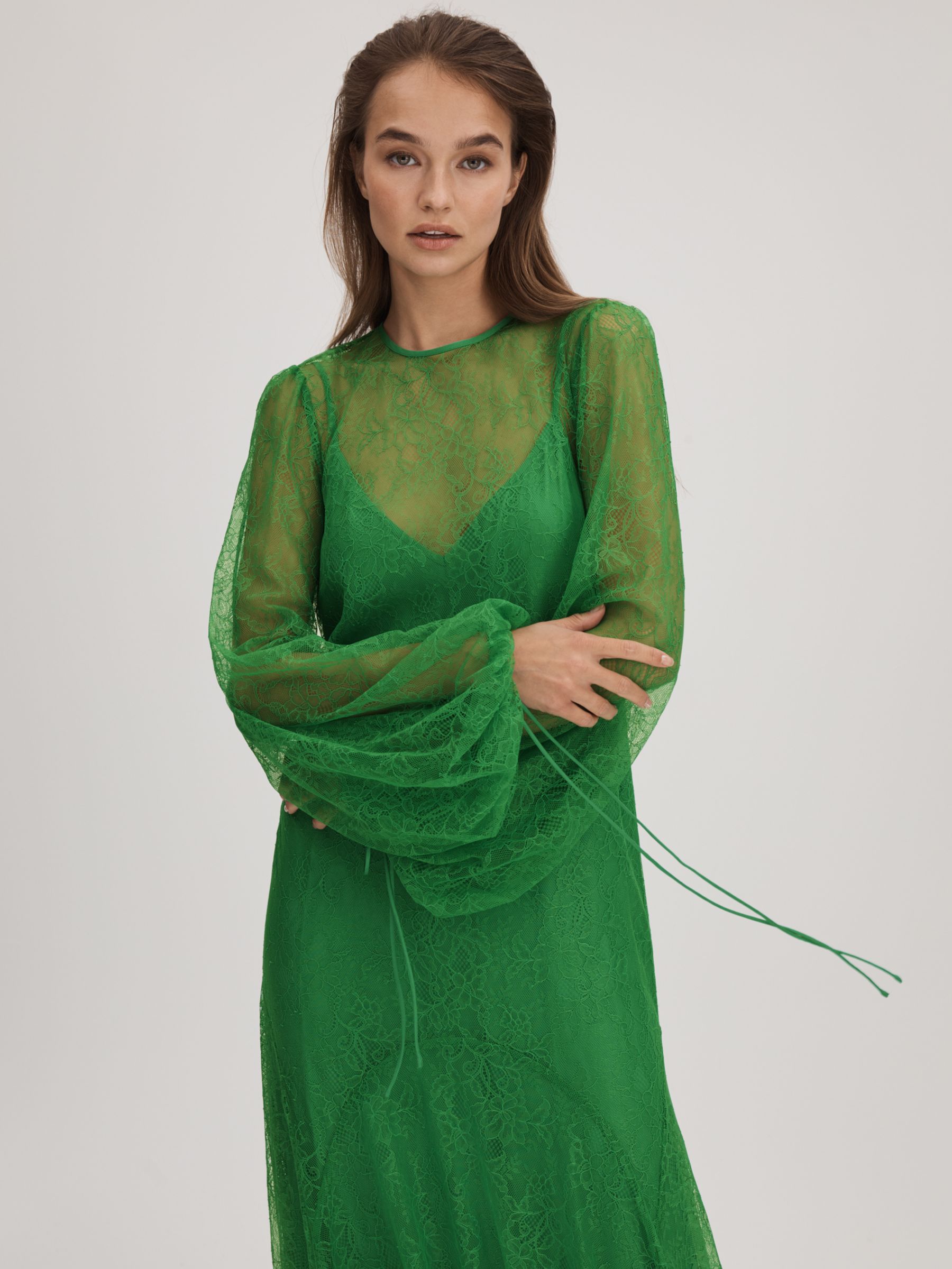 FLORERE Lace Maxi Dress, Bright Green