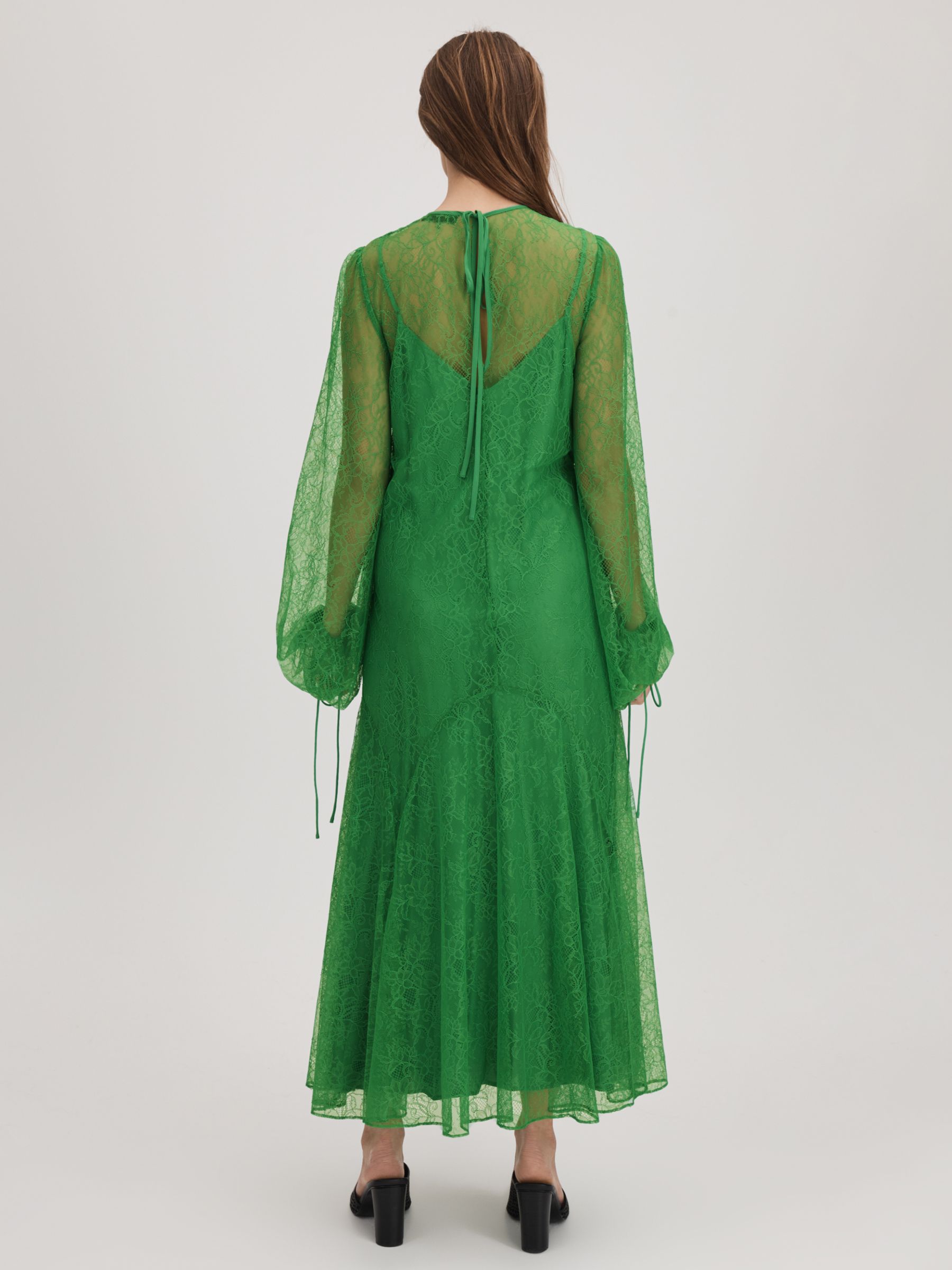 FLORERE Lace Maxi Dress, Bright Green, 16