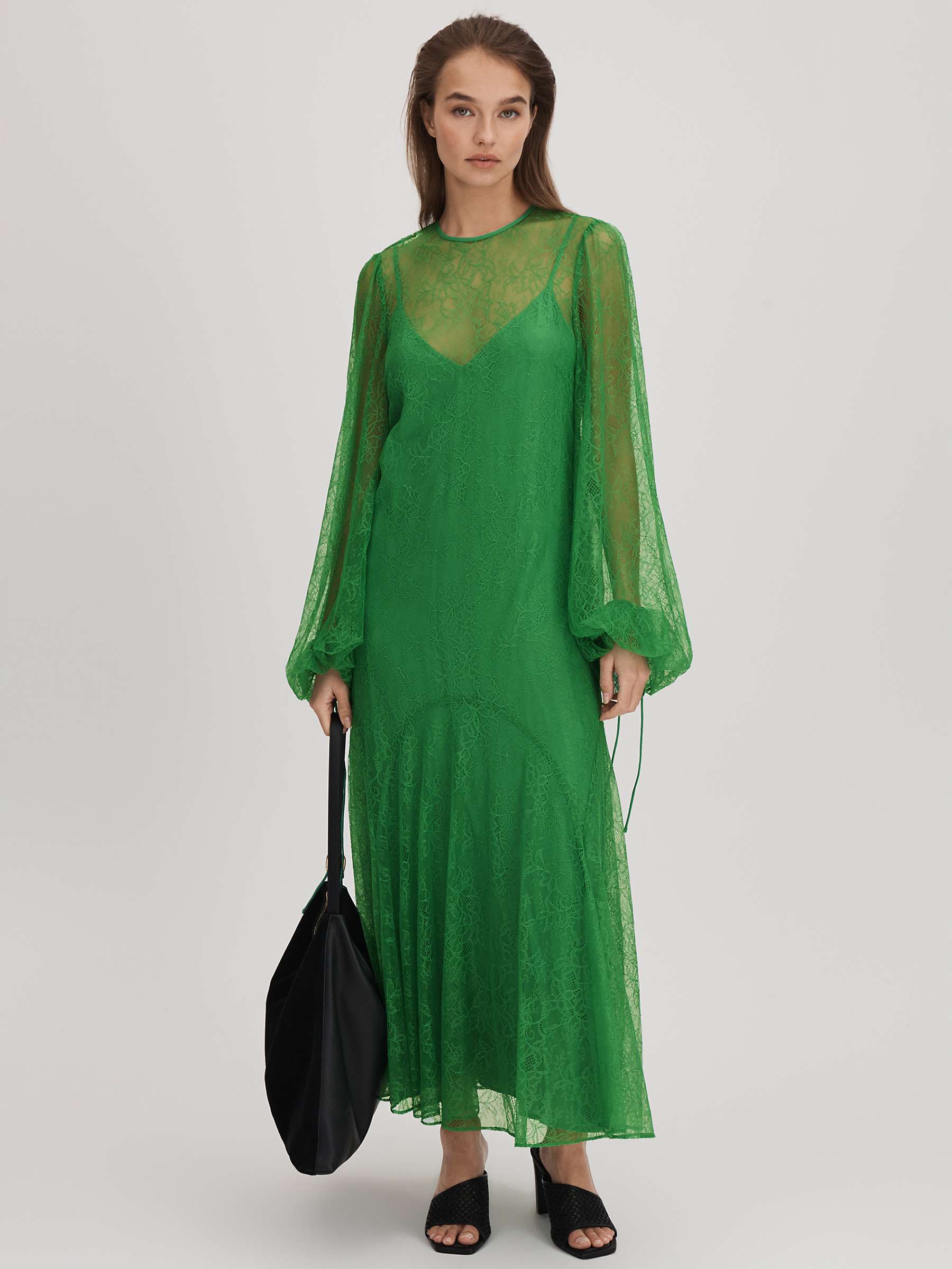 Buy FLORERE Lace Maxi Dress, Bright Green Online at johnlewis.com