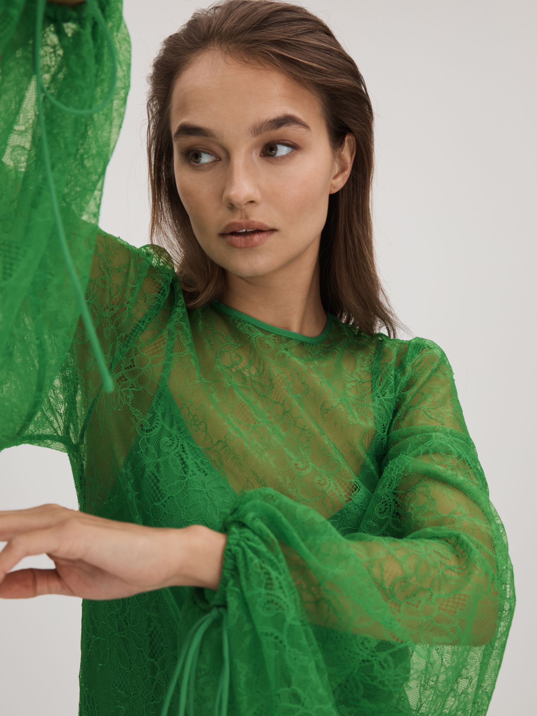 FLORERE Lace Maxi Dress, Bright Green, 16