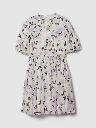 FLORERE Floral Puff Sleeve Mini Dress, Lilac