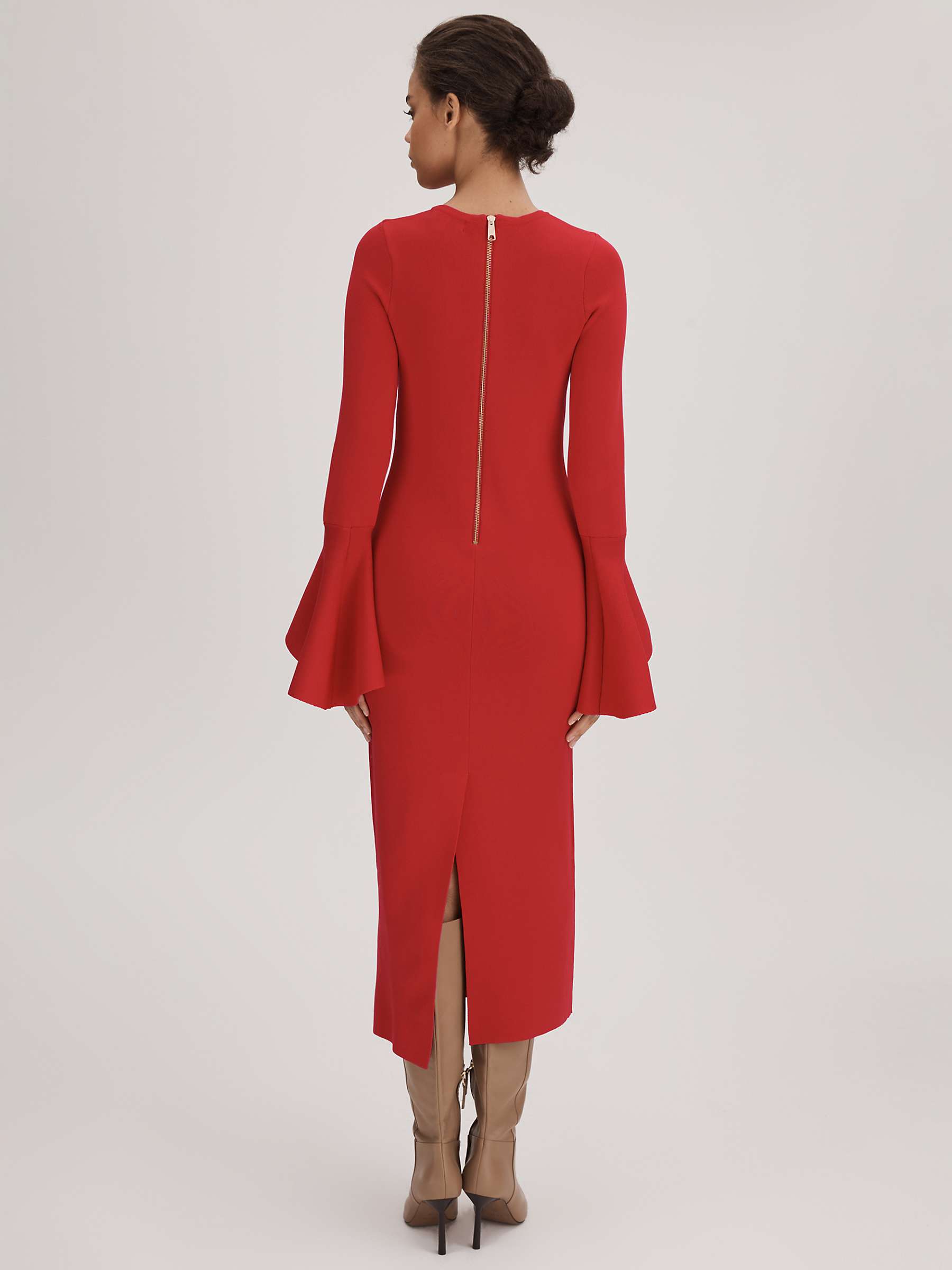 Buy FLORERE Fluted Cuff Midi Dress, Deep Coral Online at johnlewis.com