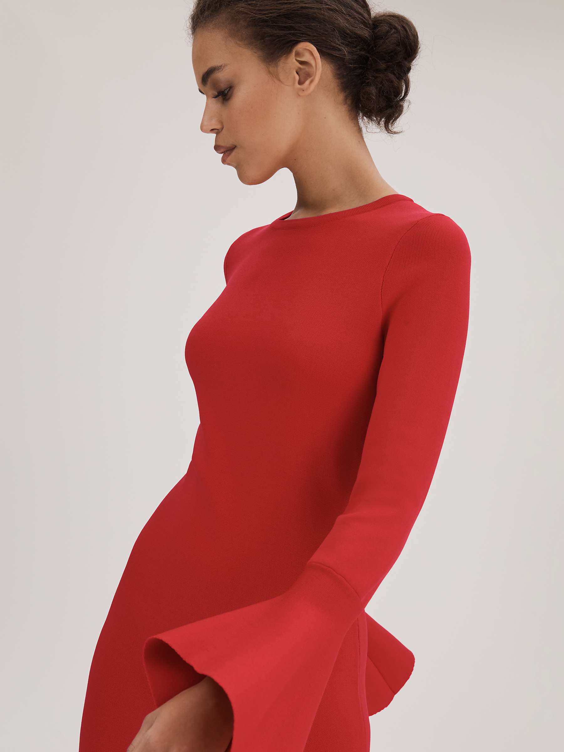Buy FLORERE Fluted Cuff Midi Dress, Deep Coral Online at johnlewis.com