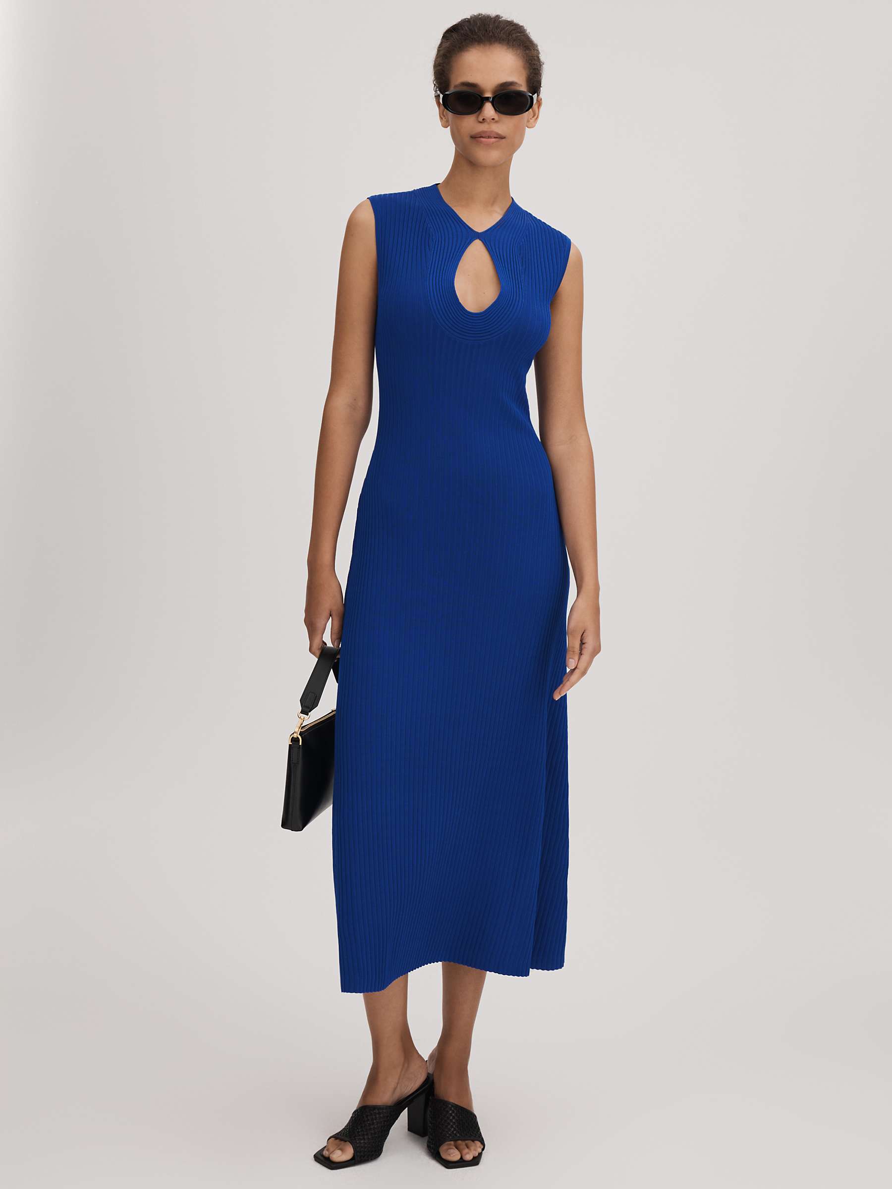 Buy FLORERE Keyhole Sleeveless Midi Dress, Bright Blue Online at johnlewis.com