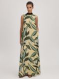 FLORERE Palm Print Maxi Dress, Pale Yellow