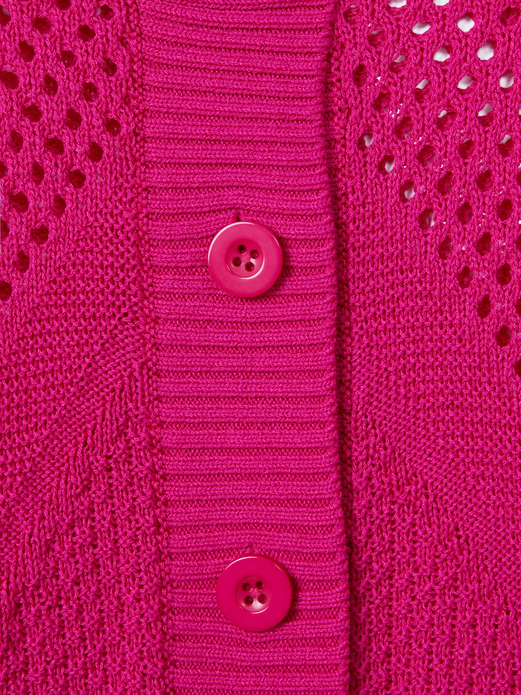 FLORERE Crochet Detail Cardigan, Bright Pink, 8