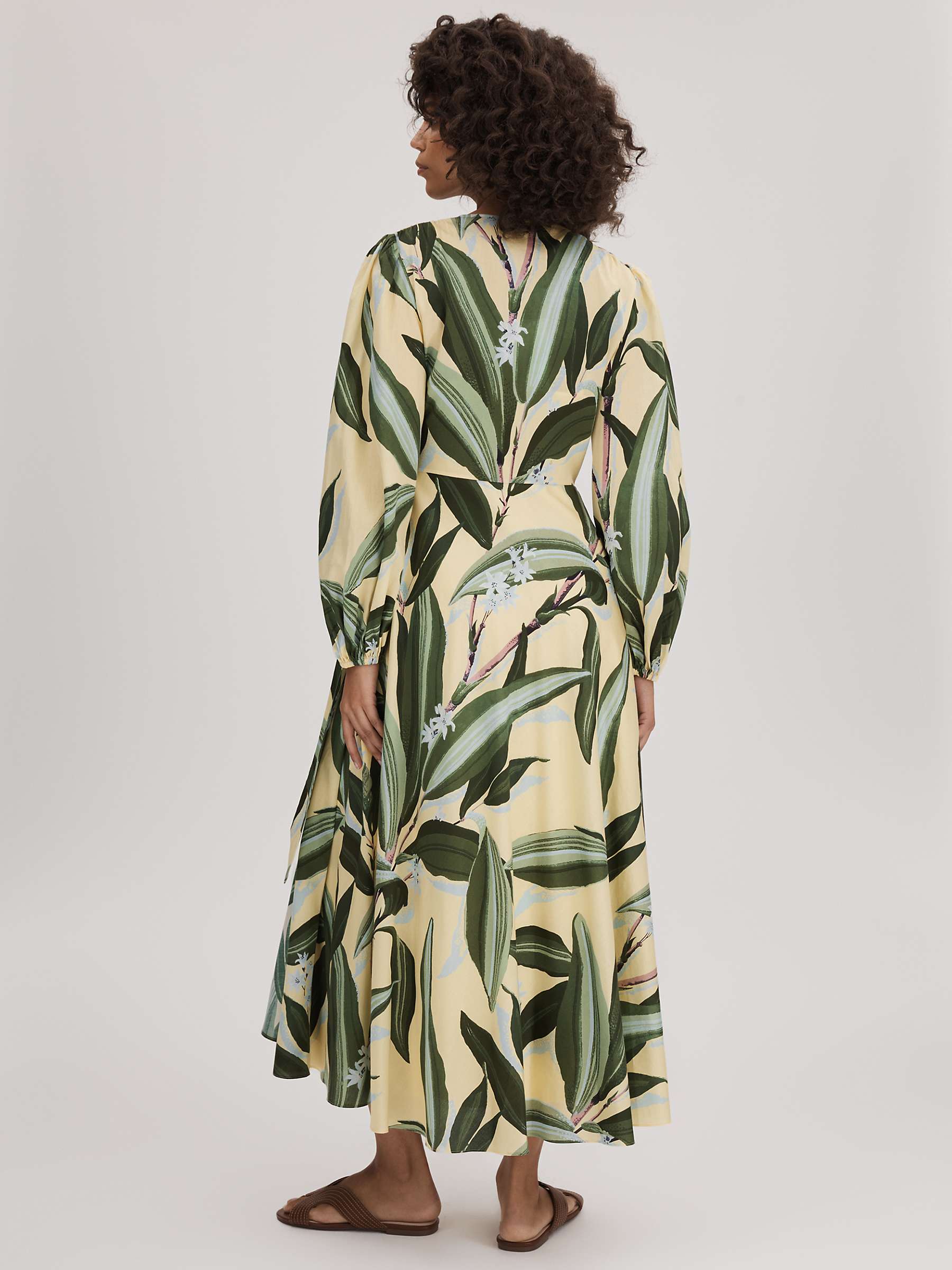 Buy FLORERE Blouson Sleeve Midi Dress, Pale Yellow/Multi Online at johnlewis.com