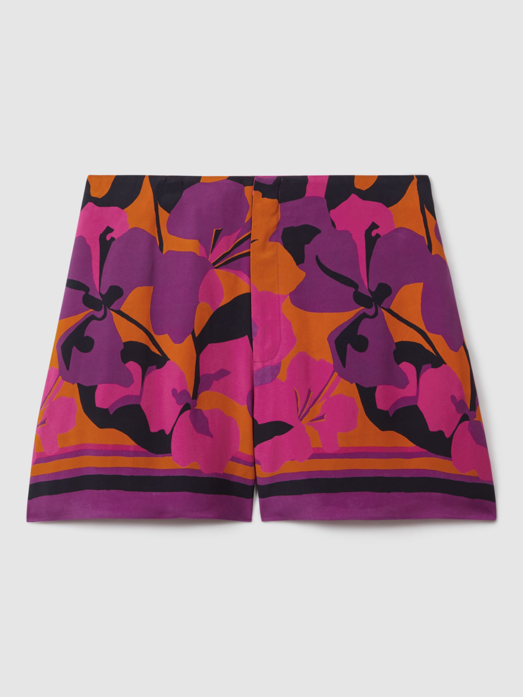 FLORERE Floral Resort Shorts, Pink/Orange, 10