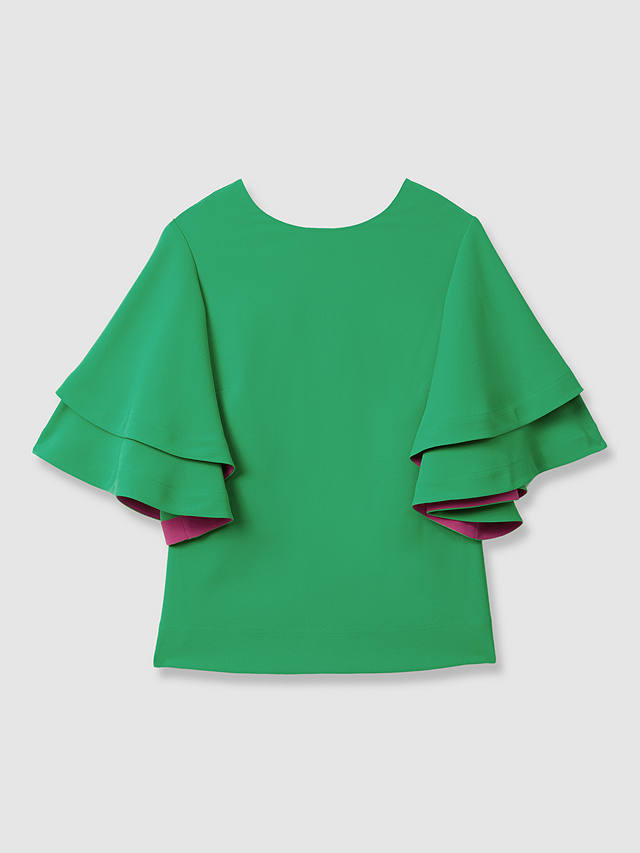 FLORERE Tiered Sleeve Blouse, Bright Green