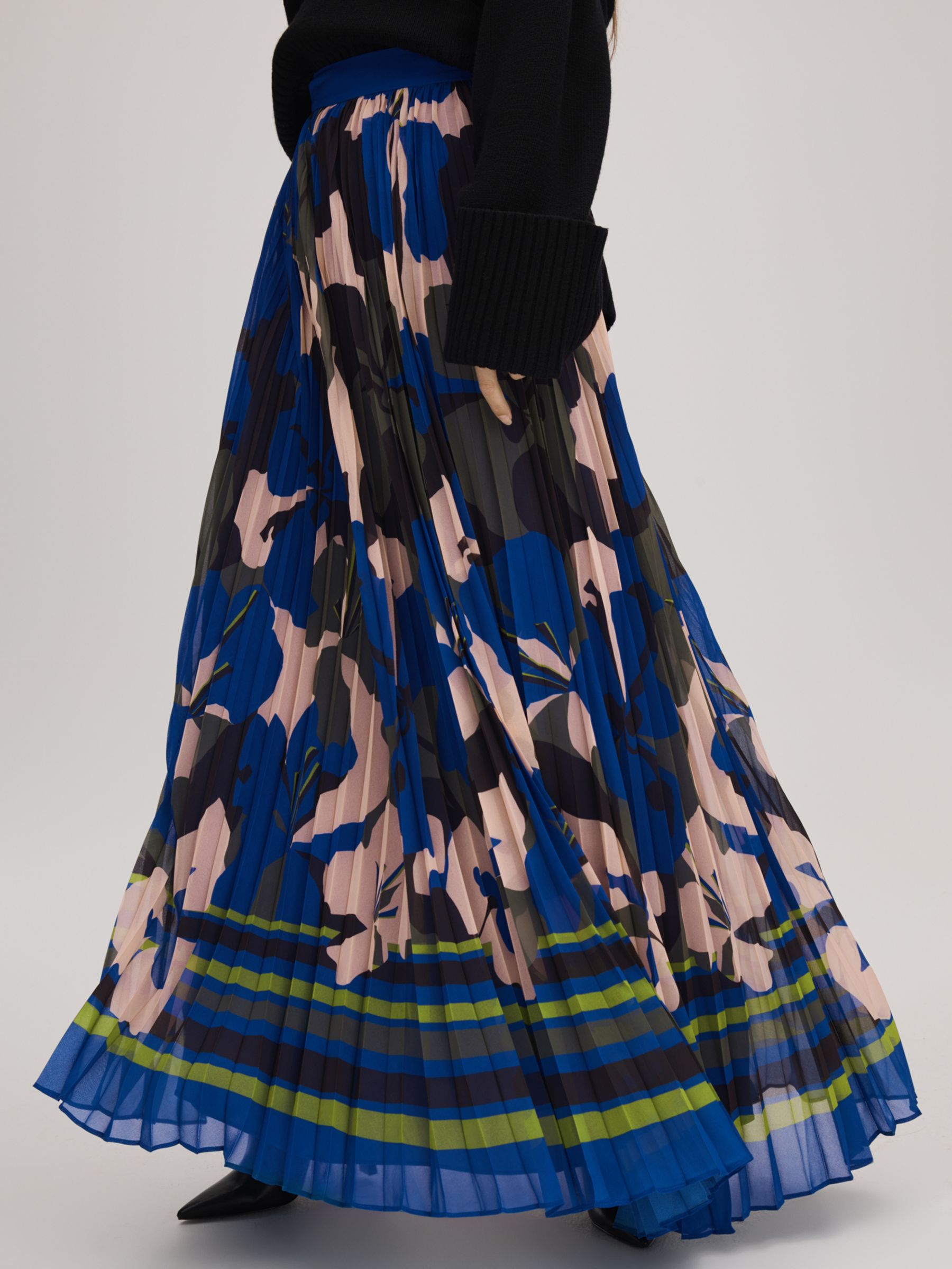 Buy FLORERE Floral Pleated Maxi Skirt, Multi Online at johnlewis.com